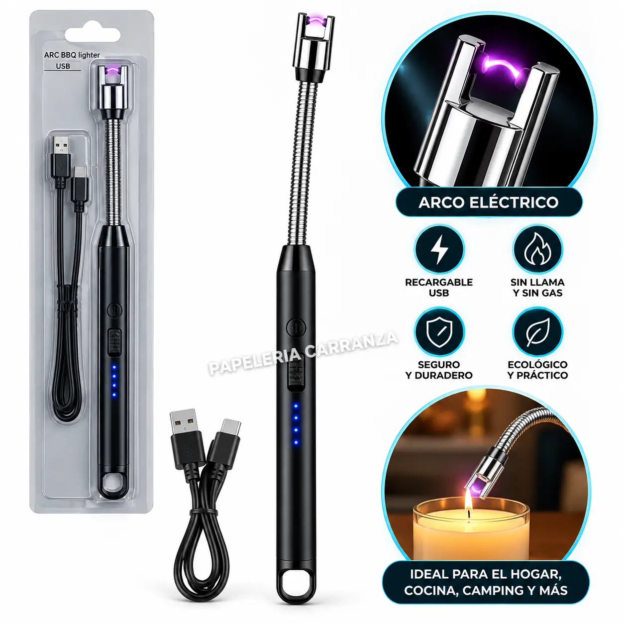 Encendedor Chispero Recargable USB Flexible