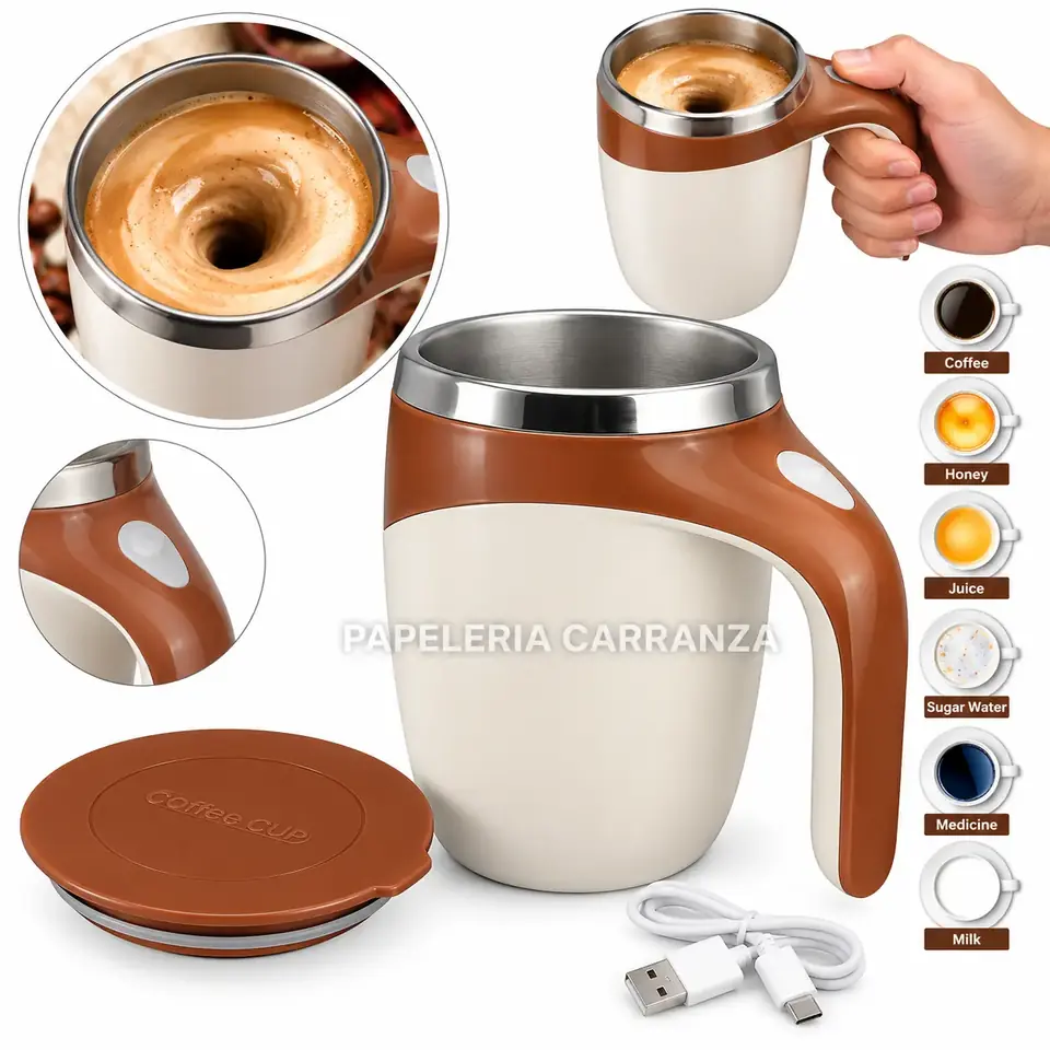 VASO TERMICO MEZCLADOR * MARRON * 380 ML ACERO INOXIDABLE