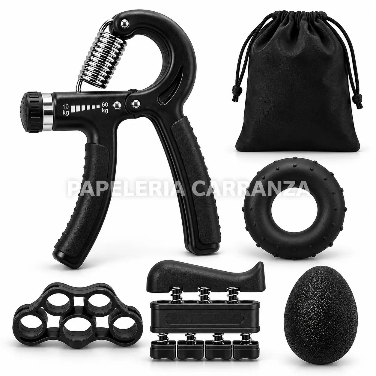 Kit Ejercitadores de Mano x 5 piezas Fortalecedor Antebrazos Rehabilitación