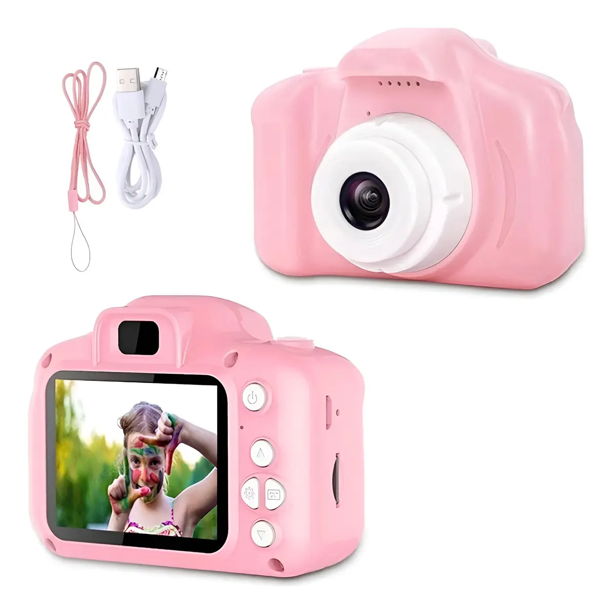Camara Digital Infantil - Rosa - Recargable c/ Correa incluida