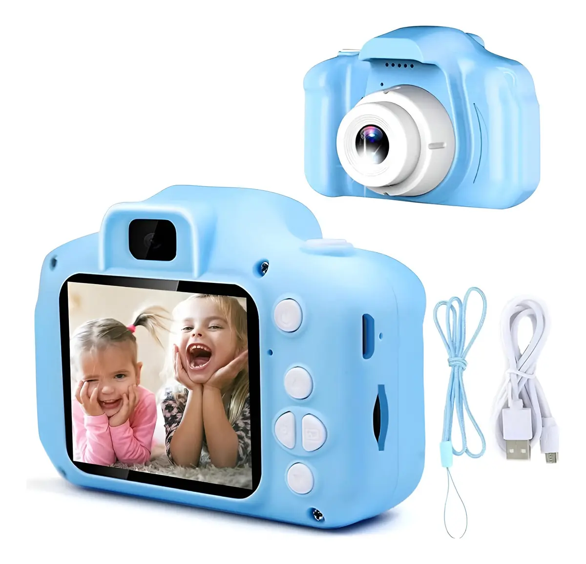 Camara Digital Infantil - Celeste - Recargable c/ Correa incluida