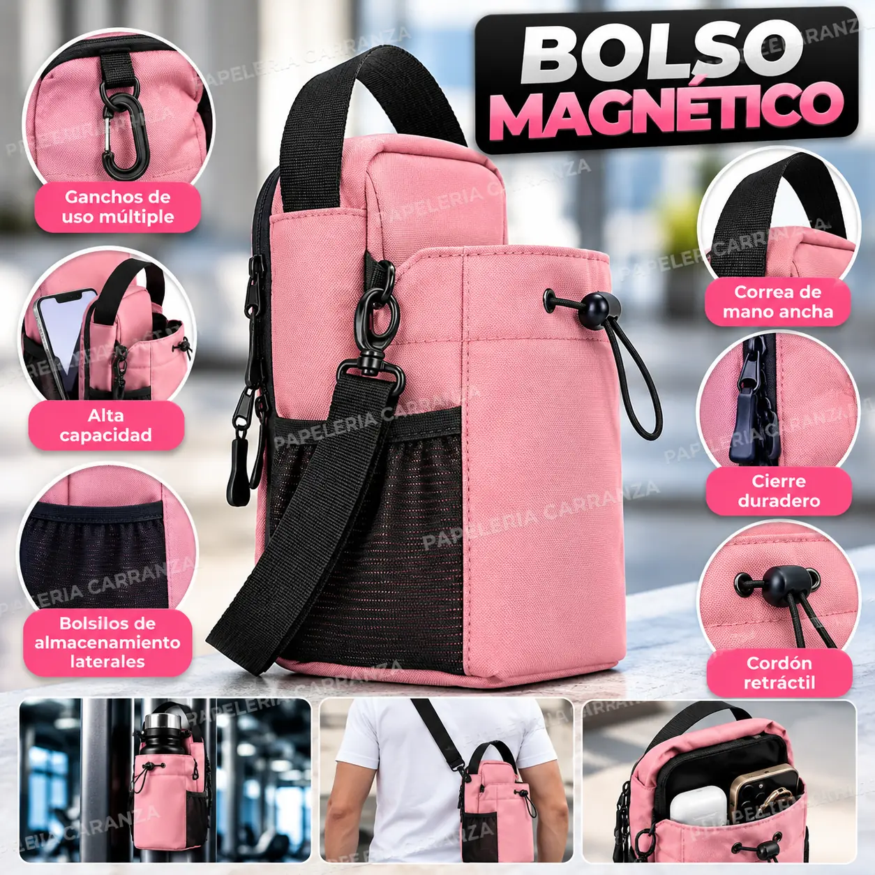 Bolso Magnetico - Rosa - Gimnasio - Deportivo