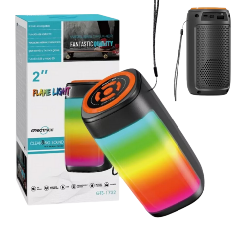 PARLANTE BT GREATNICE GTS-1732 – FLAME LIGHT RGB - 2"