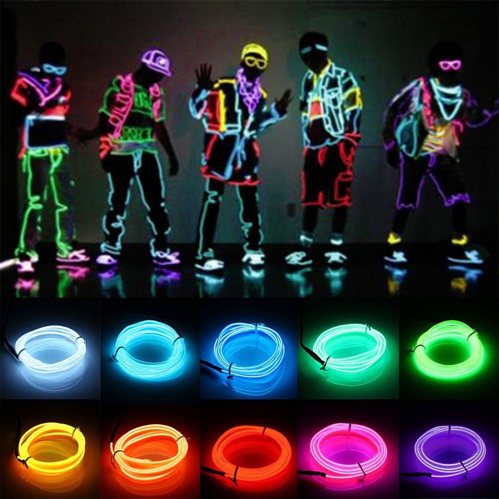 HILO LUMINOSO LED NEON A PILA (2 AA) X 3 METROS.