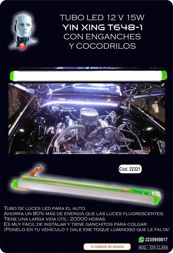 TUBO LED 12V 15W PARA AUTO