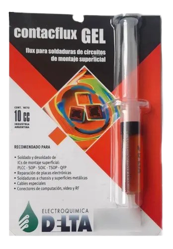 FLUX DELTA CONTACFLUX GEL EN JERINGA 10CC PARA CIRCUITOS DE MONTAJE SUPERFICIAL