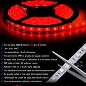 TIRA DE LED ROJA 5050 - 5 MTS - SIN FUENTE - SILICONADA