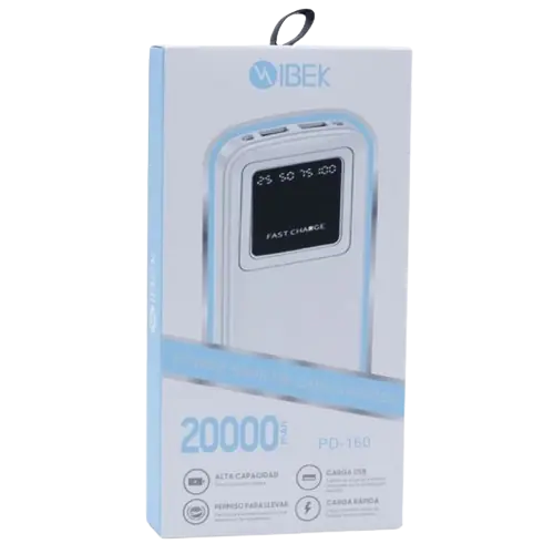 POWER BANK 20000 MAH - IBEK PD-165 - MULTI CONECTOR - PANTALLA LCD - CARGA RÁPIDA