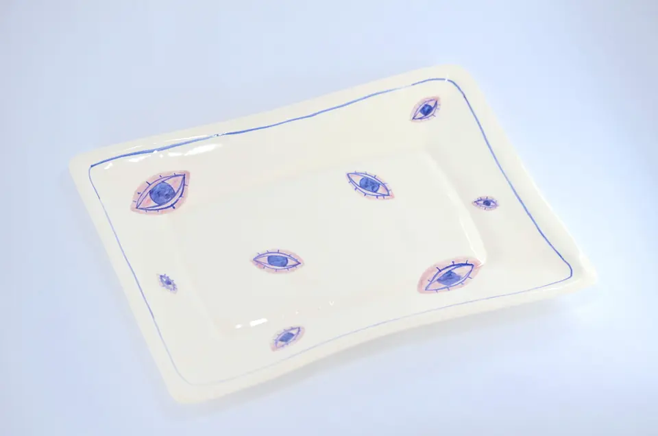Bandeja Mediana Ojitos Lelaina Ceramica