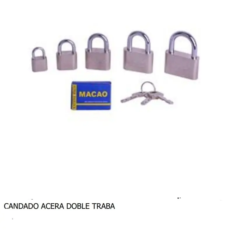 CANDADO MACAO ACERO DOBLE TRABA CAJA AZUL 40MM (U190)