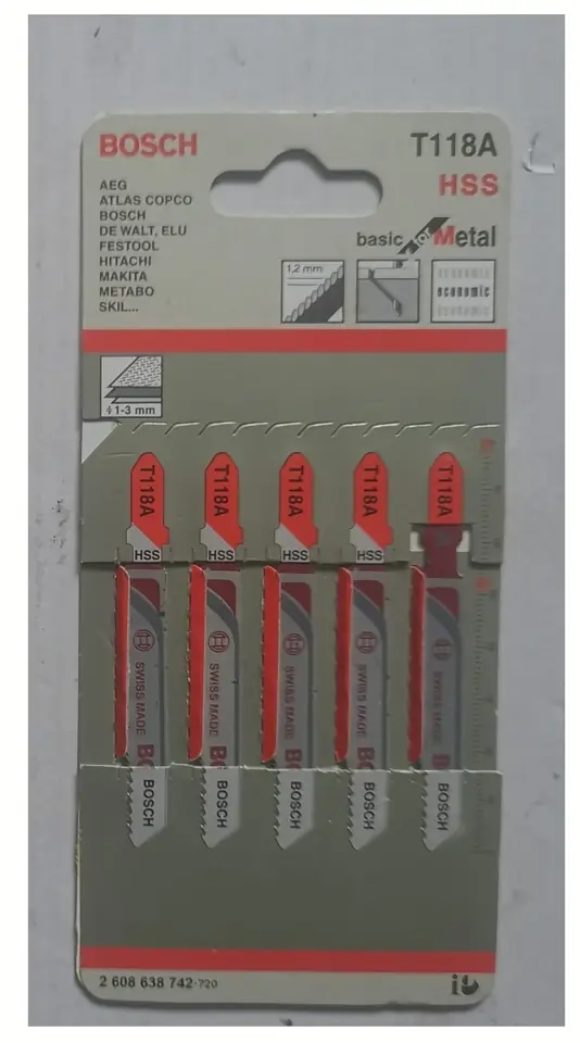 HOJA CALAR METAL X 5PZS BOSCH  T118A (u130)
