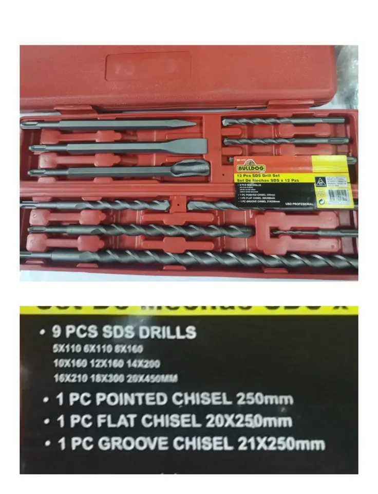 MECHAS SDS KIT X 12 PZS ROTOPERCUTOR CINCELES BULLDOG (U2000)