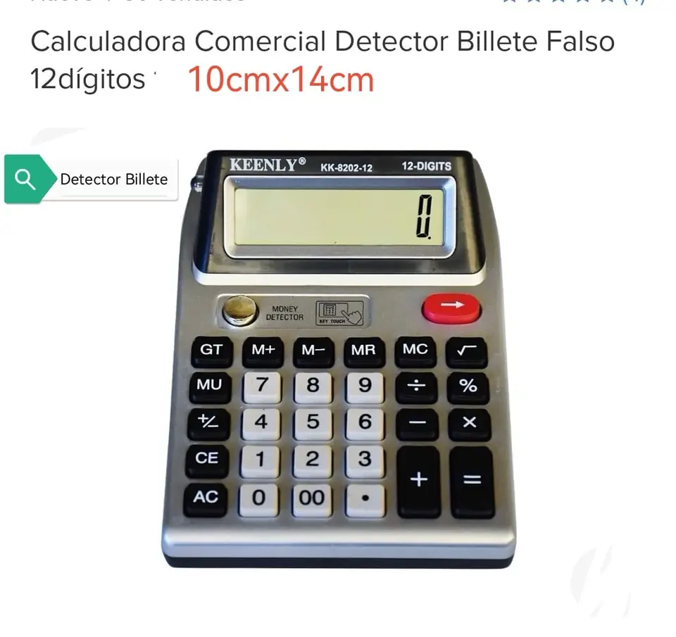 CALCULADORA 12 DIGITOS CON DETECTOR BILLETE KK8202