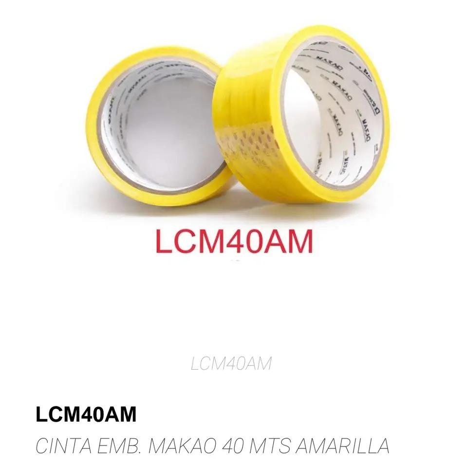 CINTA EMBALAJE MACAO 40 MTS AMARILLA /BLANCO (LIQUIDA)