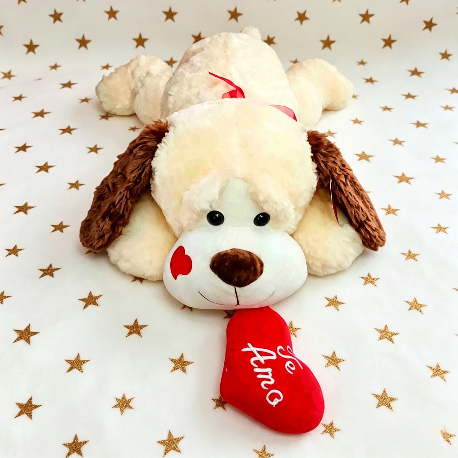12598-31- PERRO C/CORAZON 31.5"  80CM  GDE ACOSTADO peluches +info+fotos