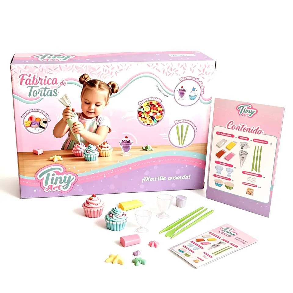 *57616- FABRICA DE TORTAS CUPCAKE TINY CON ACCESORIOS 21X15X5 JUGUETES +INFO+FOTOS