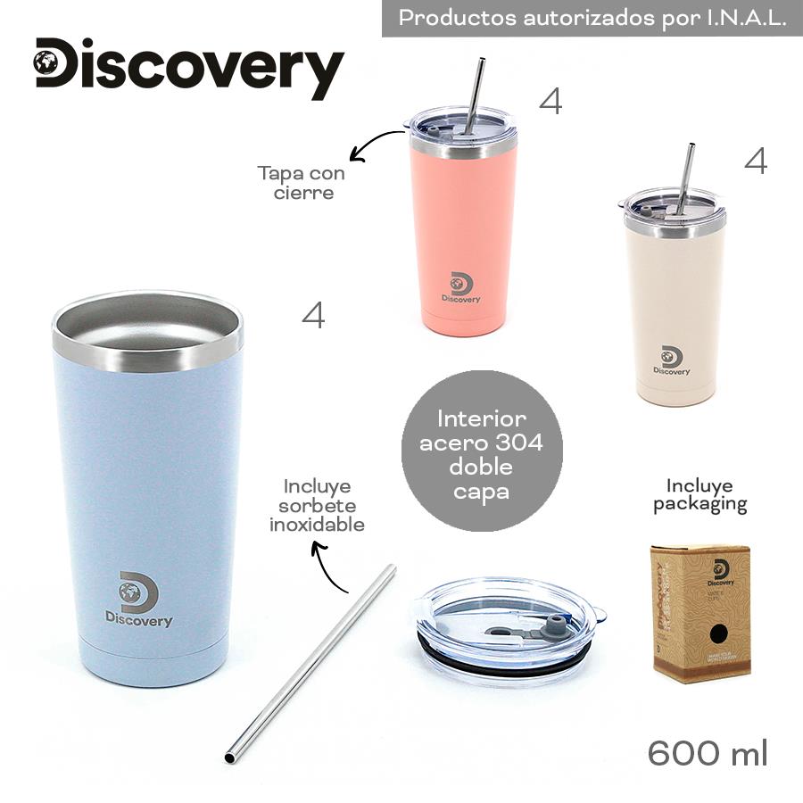18495 - Vaso Termico Discovery 600ml,  Info: Tapa antiderrame, sorbete acero inoxidable. Incluye packaging  Composición: Acero  Alto: 600ml +info+fotos