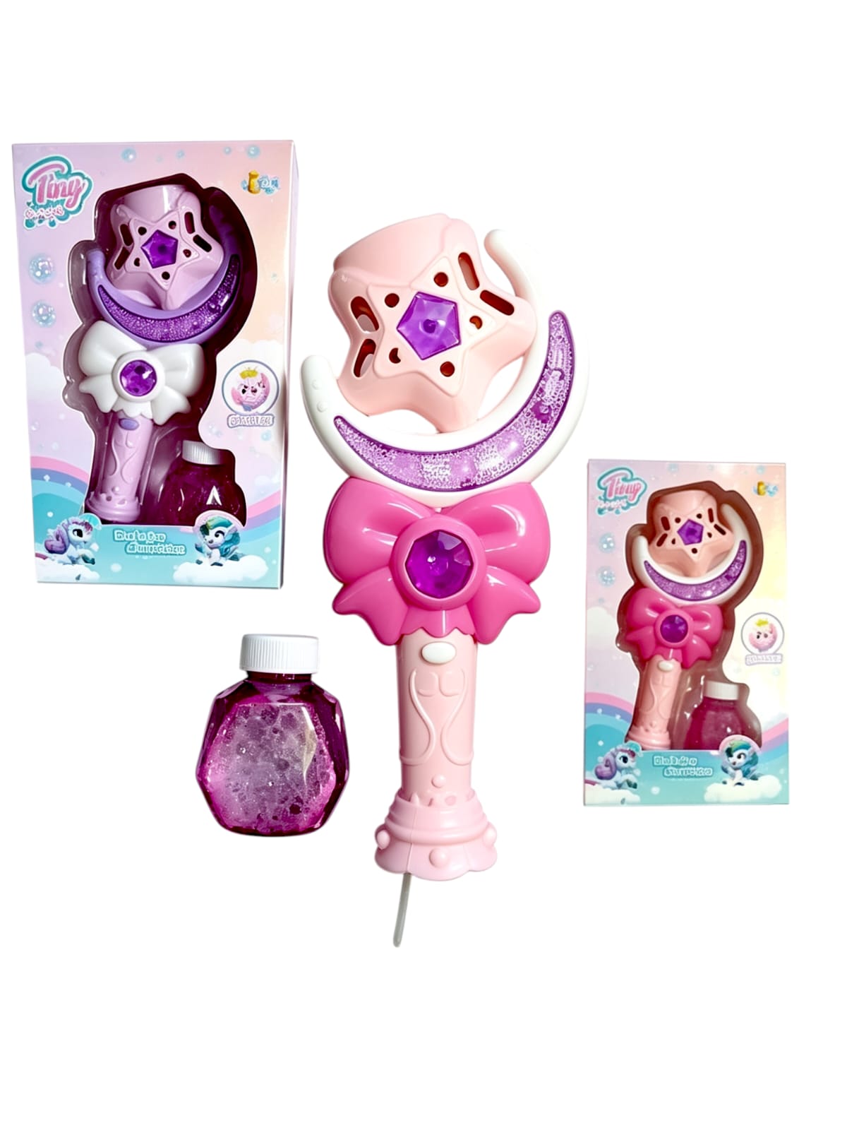 *56534- BURBUJERO VARITA TINY BURBUJAS DIVERTIDAS C/LUZ  15X5.5X25.5 +INFO+FOTOS
