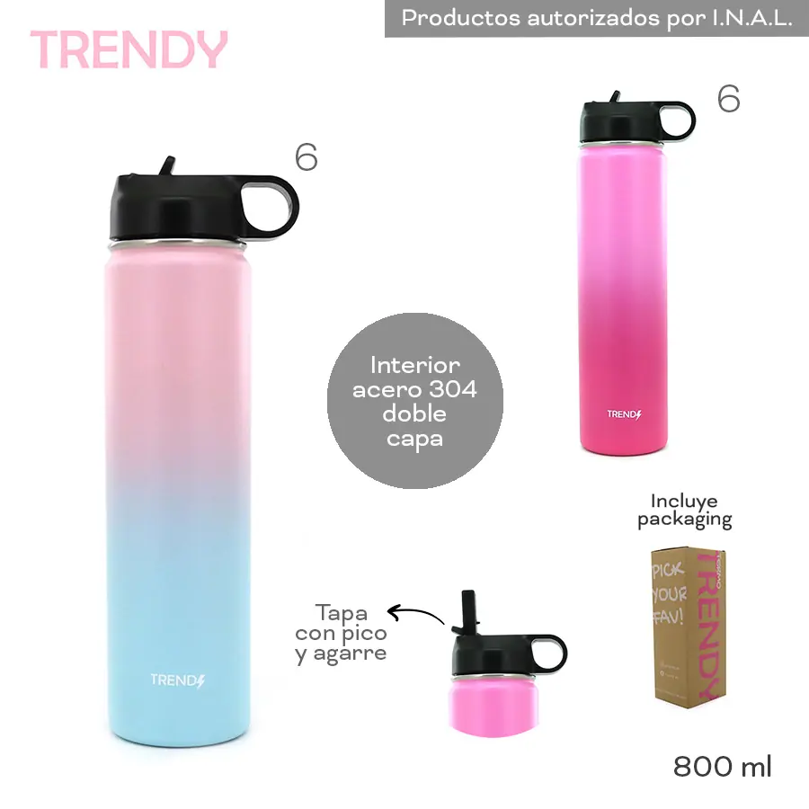 12514 B- Botella Termica Trendy T4 800ML, DESCRIPCION EN +FOTOS+VIDEO+INFO