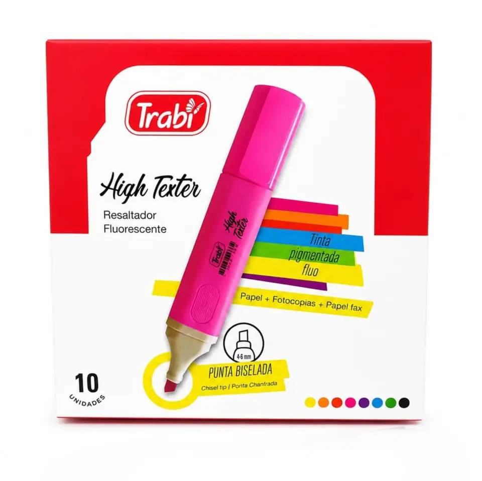 RESF- RESALTADOR TRABI FLUORESCENTE HIGH TEXTER CAJA X10 PRECIO X UNIDAD $512 , 7 COLORES