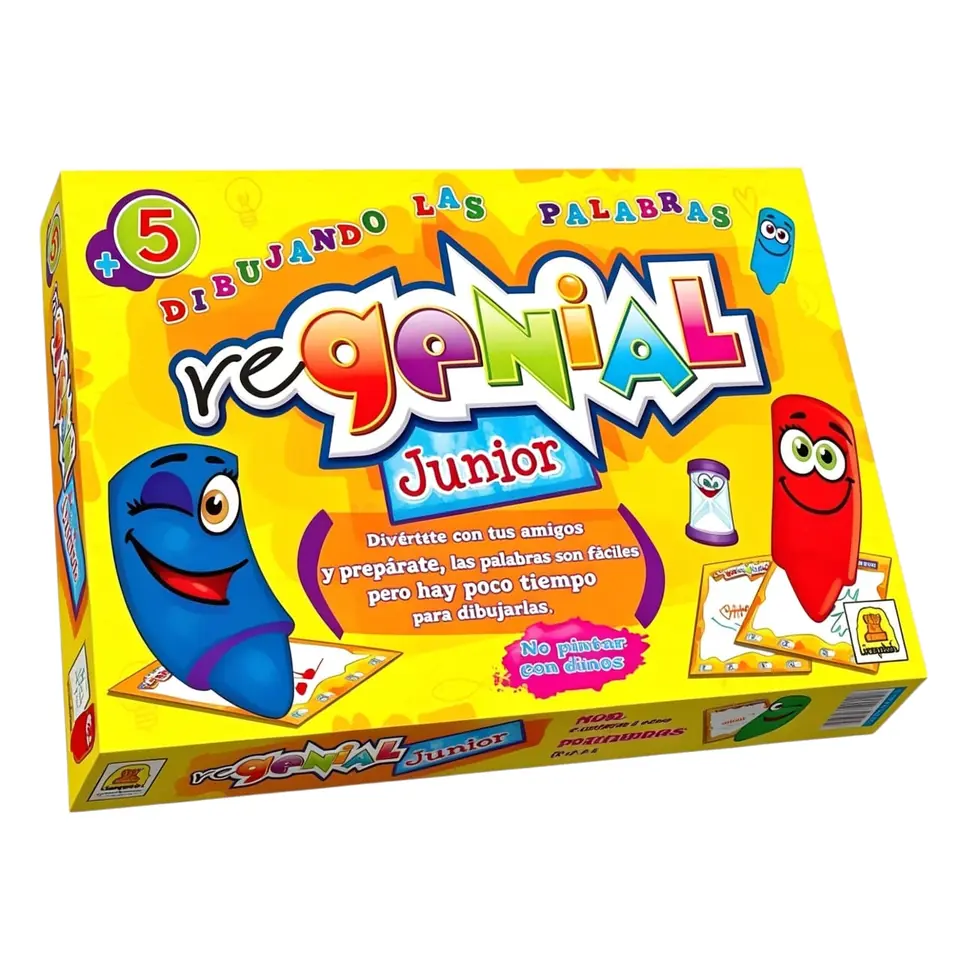 IM222-  Regenial Junior. IMPLAS No Tradicionales CAJAX8 .Participantes: de 3 a 8 Medidas de la caja: 34.5 x 22.5 x 4.5 Juego infantil para dibujar las palabras, con crayones y cartones plastificados para borrar y dibujar las veces que quieras. (+INFO PDF)