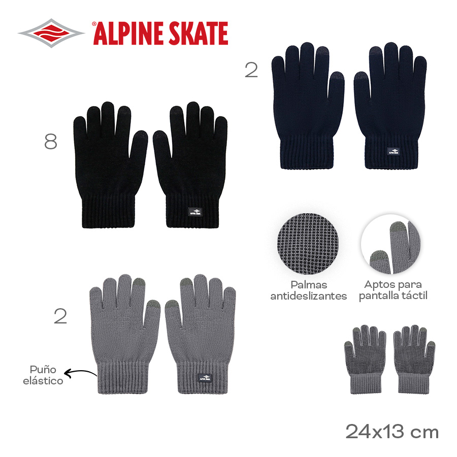 31428-	Guante Alpine Skate	24cm	13cm		Acrílico	Puño elástico, palmas antides, aptos para pantalla táctil TEXTIL +INFO+FOTOS