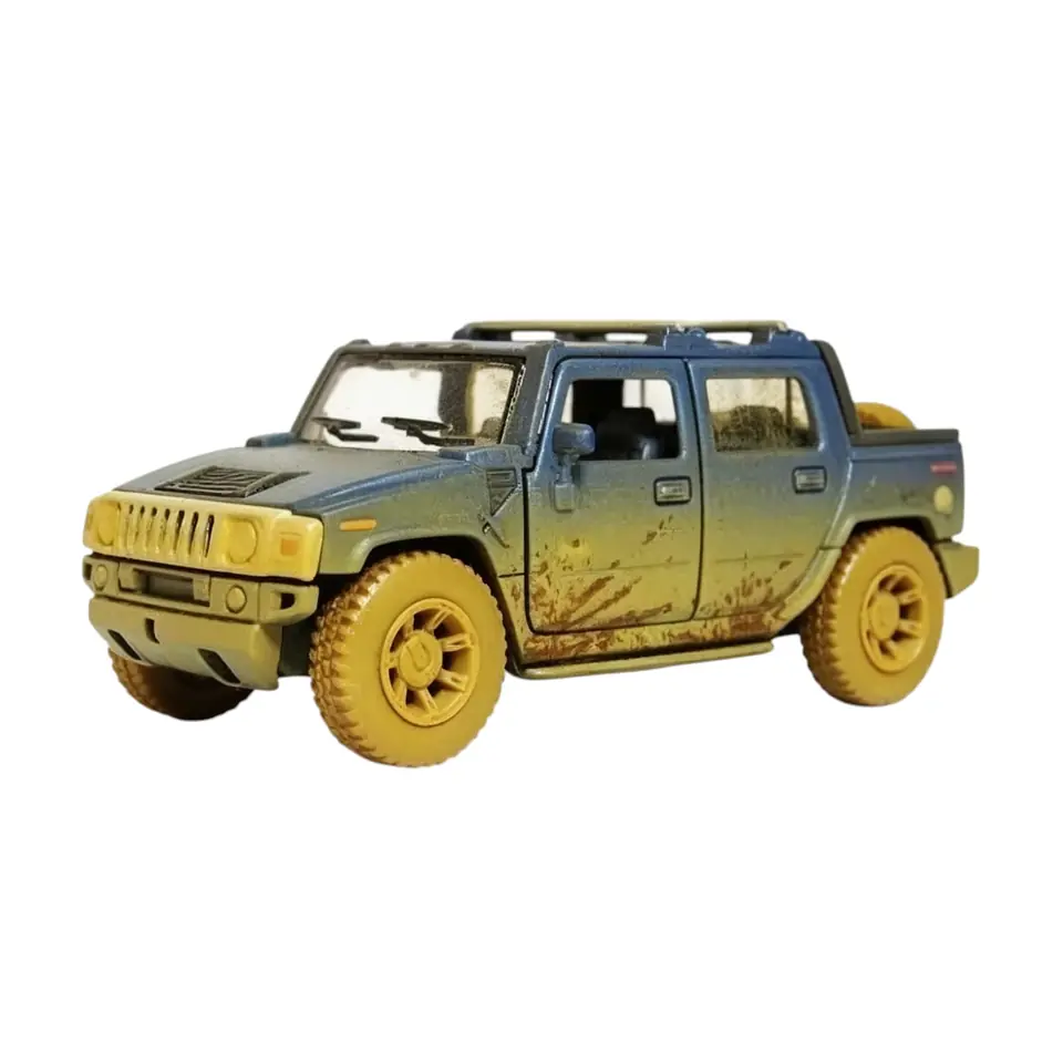 42530-COLECCION KINSMART HUMMER H2 MUDDY 1:40 LICENCIA  AUTOMOTRIZ PACKAGING  VISOR +INFO+FOTOS