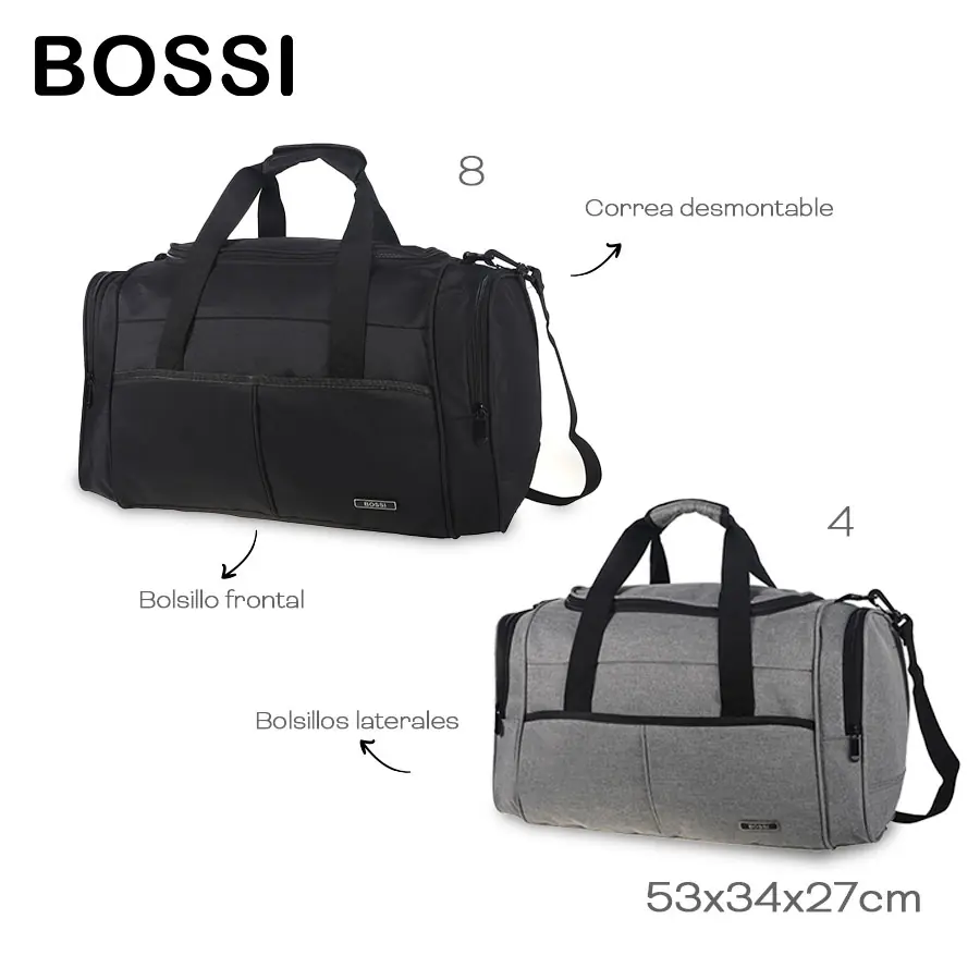 51405 - Bolso Bossi  Info: Bolsillos laterales, bolsillo frontal y correa desmontable Composición: cordura jaspeada Alto: 30 cm Ancho: 49 cm Profundidad: 26 cm