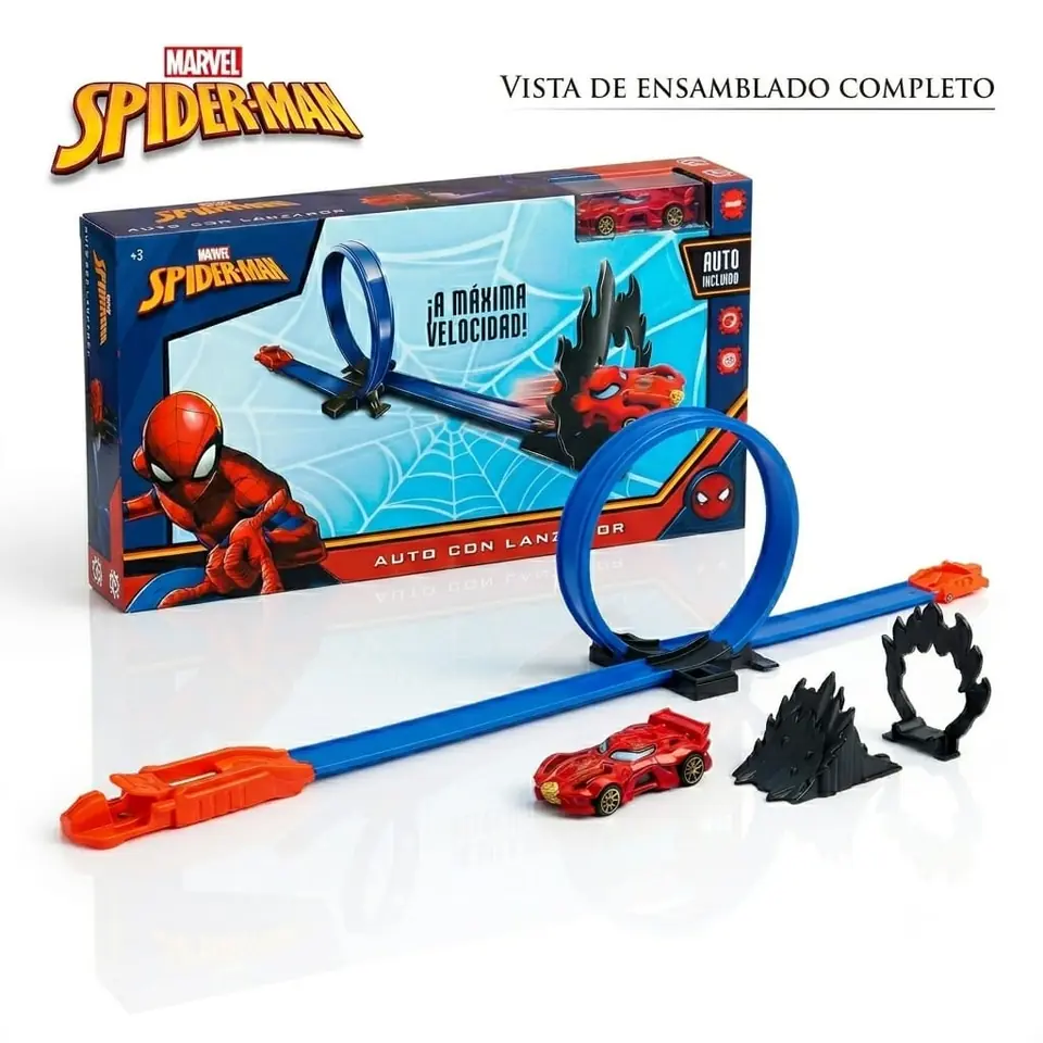 57605- PISTA MARVEL LANZADORA CON GIRO 360º SPIDERMAN JUGUETES 37X20X6 +INFO+FOTOS