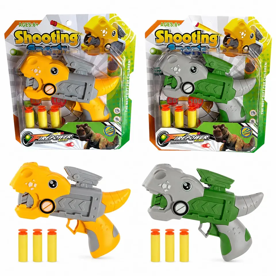 54490- PISTOLA LANZA DARDOS DINOSAURIO  23X20X4 JUGUETES +INFO+FOTOS