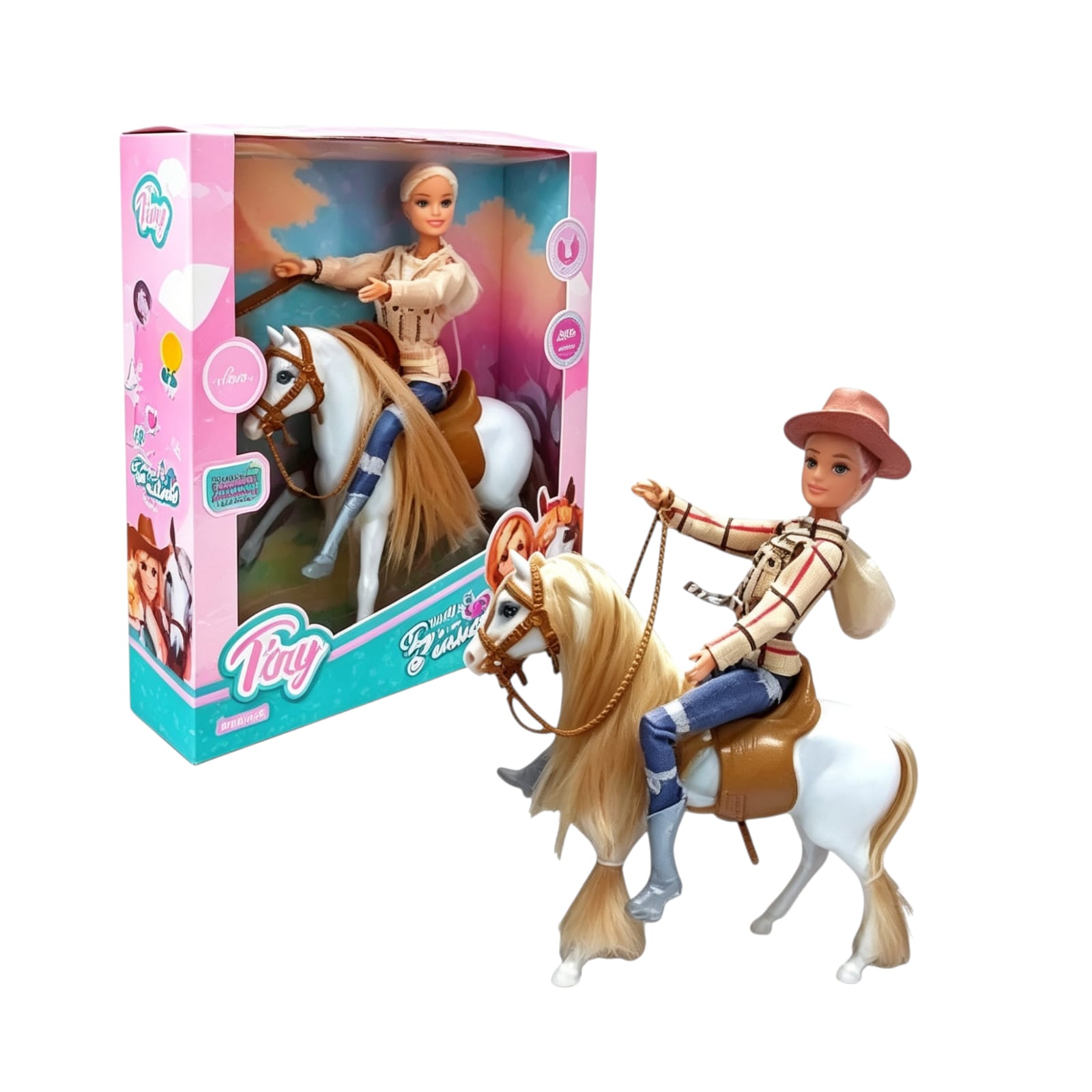 *55036- MUÑECA TINY Y SU CABALLO 2 MOD 33X32X8 +INFO+FOTOS