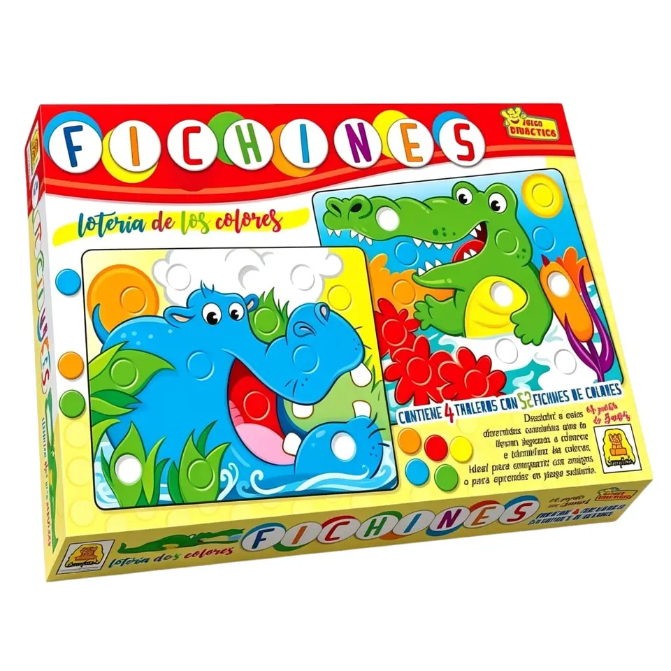 IM39 - Fichines Lotería de colores. IMPLAS  No Tradicionales CAJAX8 , .Participantes: 2 a 4 jugadores Edad: a partir de 3 años Medidas de la caja 34.5 x 22.4 x 4.4 cm (+INFO PDF)