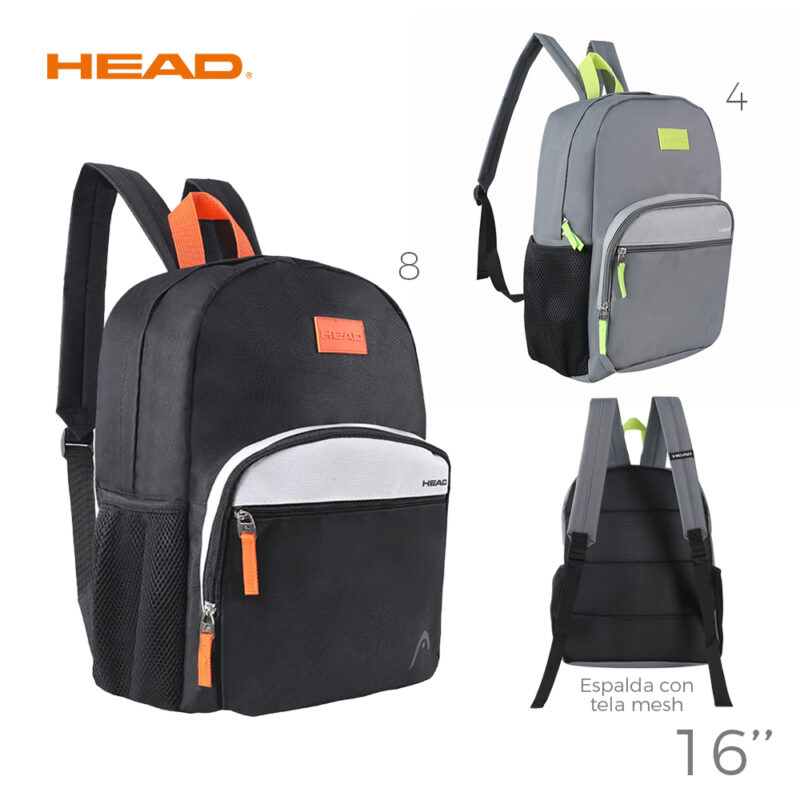 15934 – Mochila Head Descripción Composición: 100% poliester Alto: 30cm Ancho: 40,5cm Profundidad: 15cm MAS INFO EN FOTO