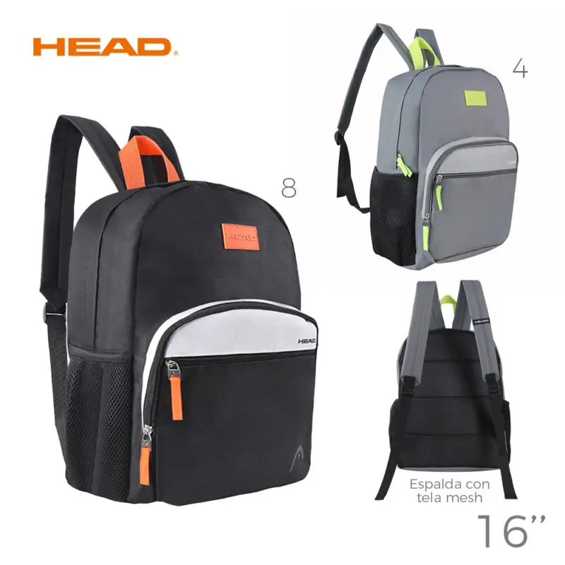 15934 – Mochila Head Descripción Composición: 100% poliester Alto: 30cm Ancho: 40,5cm Profundidad: 15cm MAS INFO EN FOTO
