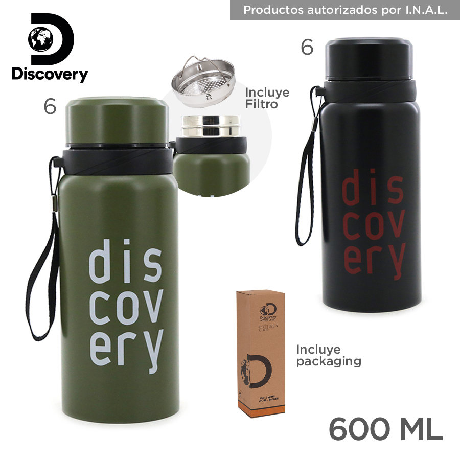 14104 – Termo Discovery  600ML Composición: 75% acero inoxidable 25% polietileno