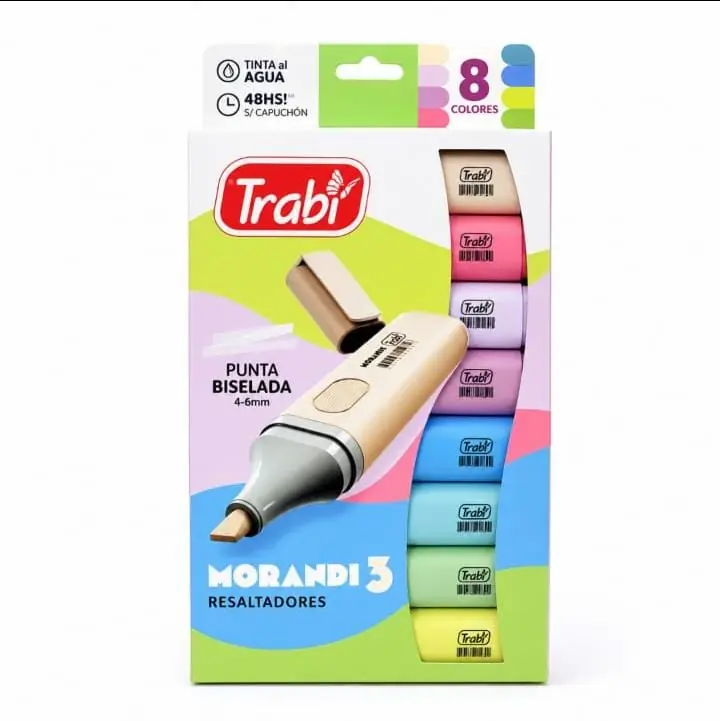 RESM3X8- Resaltador High Texter Trabi Morándi 3 surtido x8