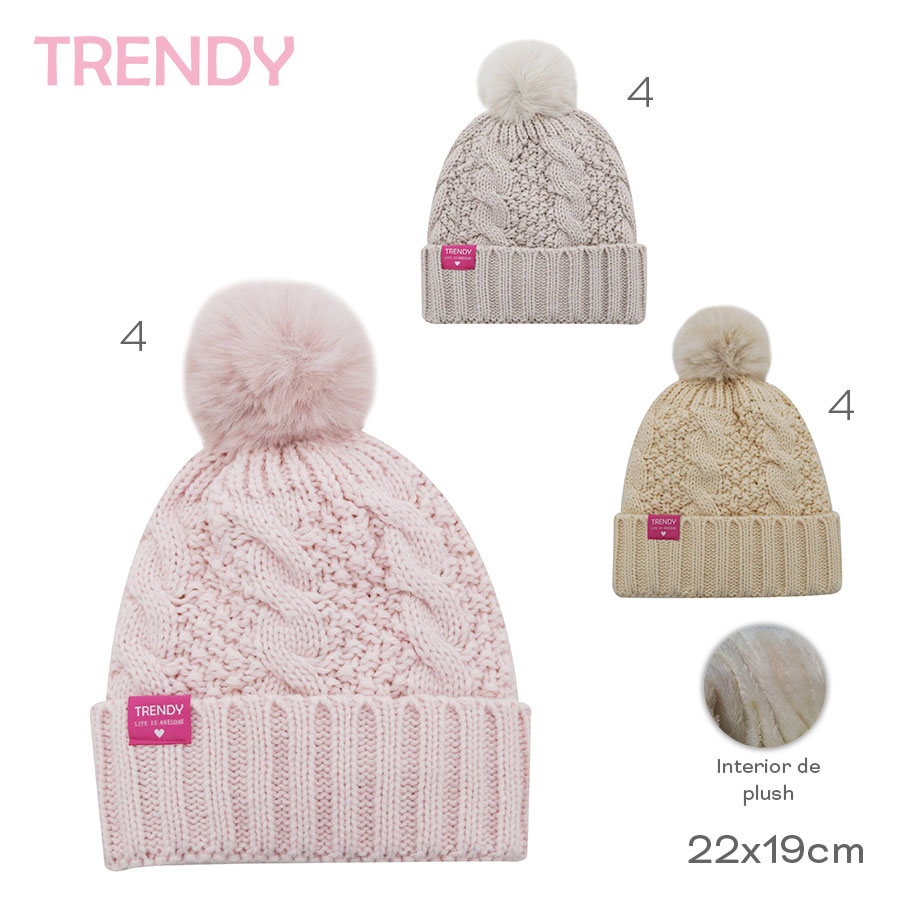 16904- Gorro Trendy	21 cm	22 cm		acrilico	Interior polar +INFO+FOTOS