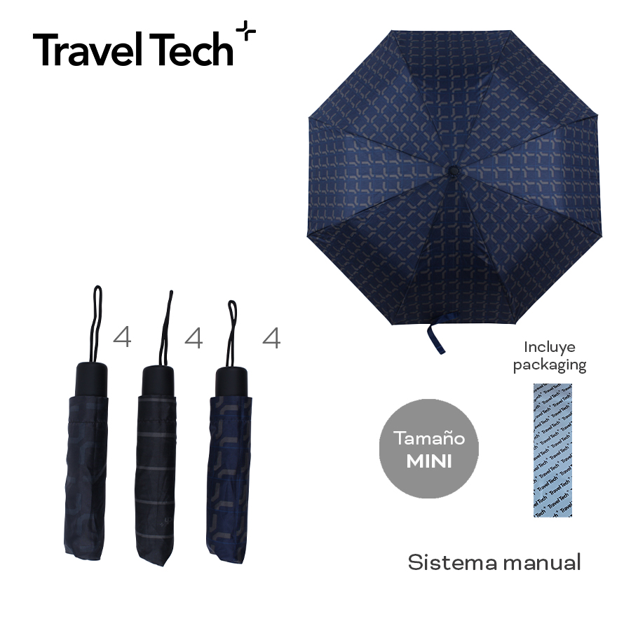 Paraguas Travel Tech Mini Manual Nylon 93cm con Packaging