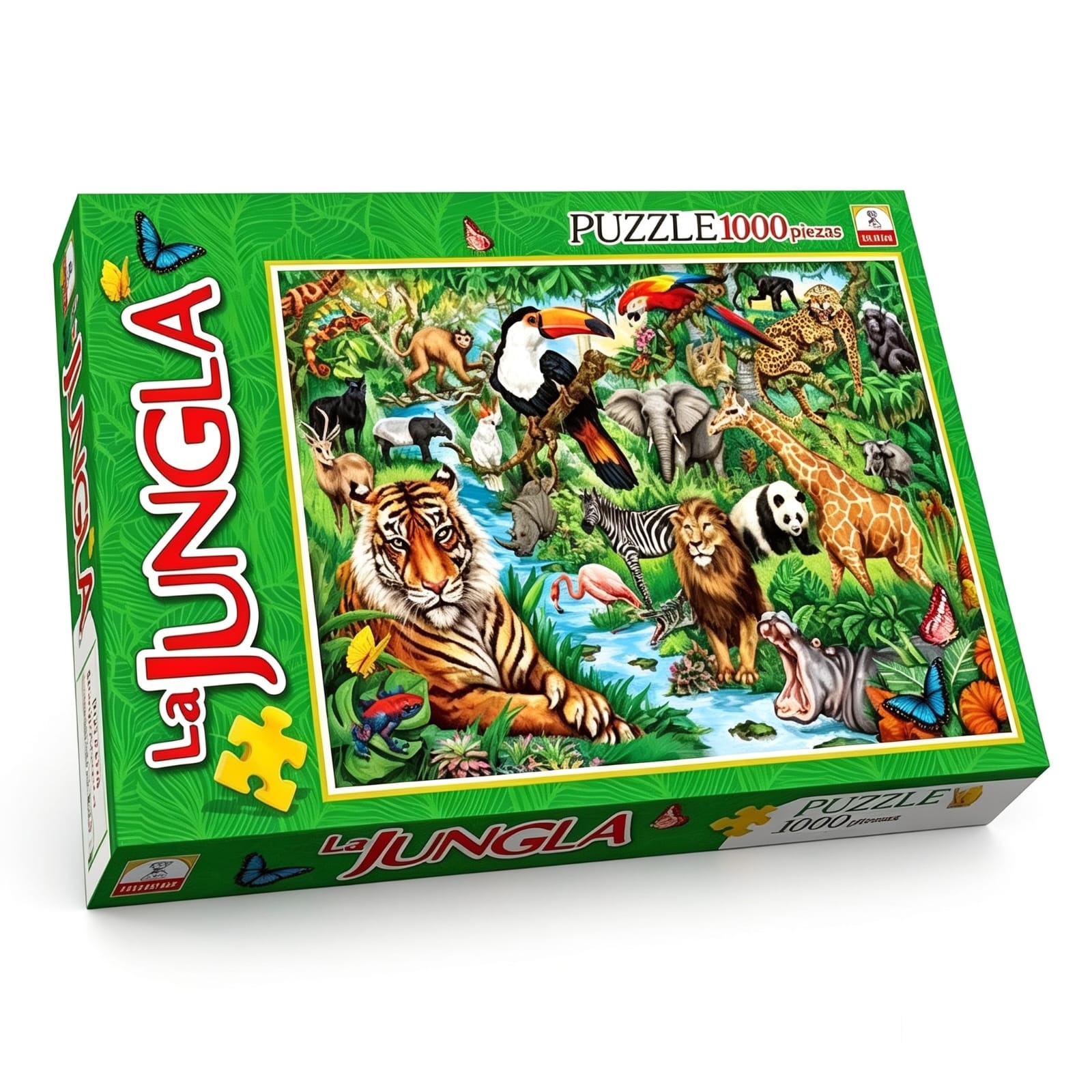 IM309- La jungla. Contiene 1 puzzle de 1000 piezas Medidas del puzzle 48 x 68 cm Medidas de la caja 34.5 x 22.4 x 4.4 cm Puzzle. Ilustración. IMPLAS PUZZLE CAJAX8.