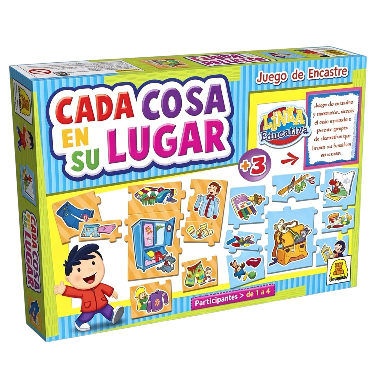 IM243- Cada cosa en su lugar. DIDACTICOS EDUCATIVOS. Edad: a partir de 3 años Participantes: de 1 a 4 Medidas de la caja: 27 x 19.5 x 3.5 cm Juego de encastre.IMPLAS.( +INFO PDF)