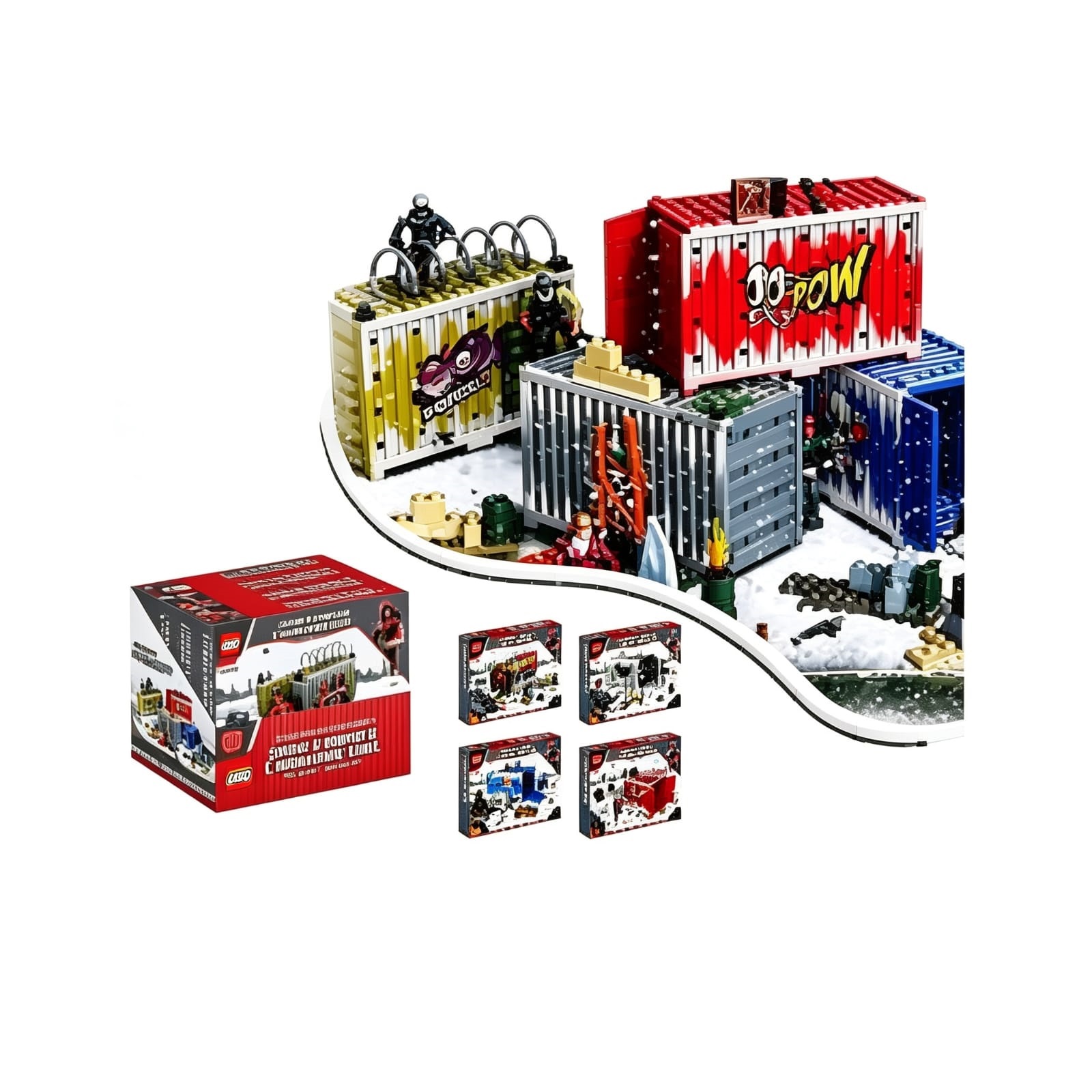 *59770- TROPA COMANDO ELITE NIEVE CON BLOQUES Y CONTENEDOR SOLDADOS ARMAS ACCESORIOS 26X19X4.5 +INFO+FOTOS