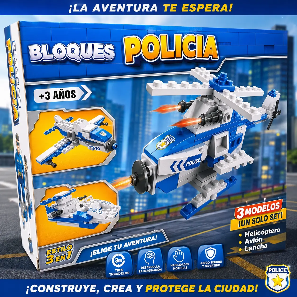 54405 - JUEGO DE BLOQUES HELICOPTERO POLICIA 109P "LEGO"  22X15X5 (+FOTOS)