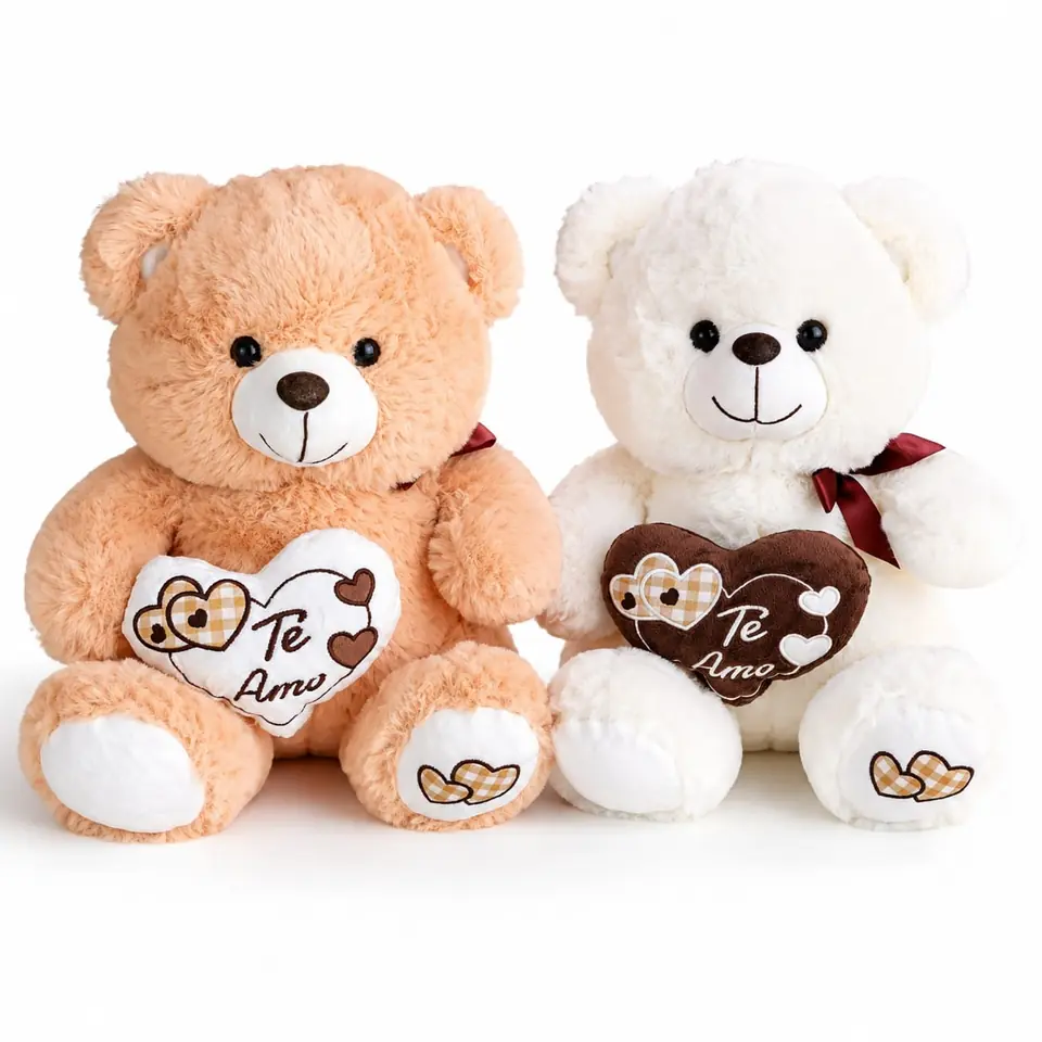 615297-14- OSO 14"  35.5 CM C/CORAZON MOÑO 2MOD  peluches +INFO+FOTOS