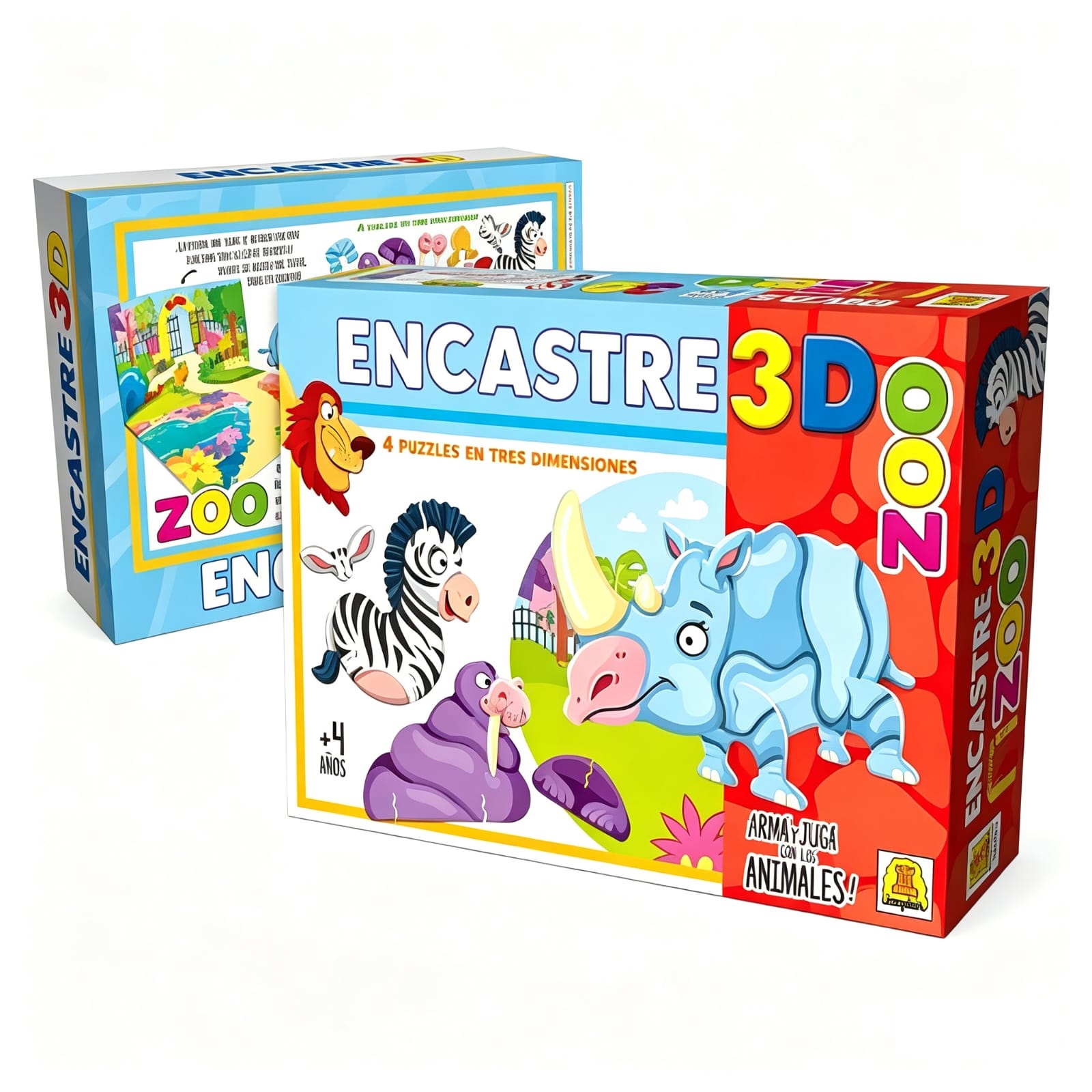 IM223 - Zoo encastre 3D .IMPLAS PUZZLE CAJAX8. Contiene 4 puzzle 3D Medidas de la caja 19.2 x 27 x 5.7 cm Edad: 4 años (orientativa) Puzzle Infantil. Encastre de animalitos en 3D para armar y jugar. Temática animales del Zoo.