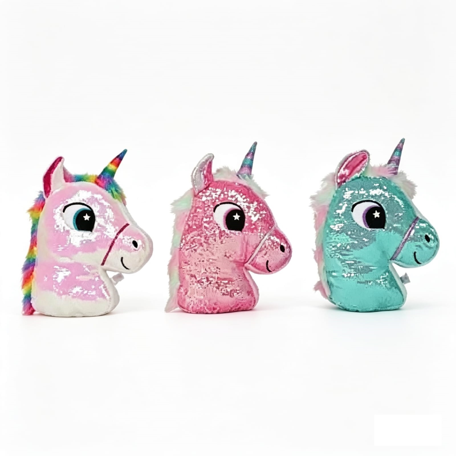 80169 - UNICORNIO ALMOHADON 14"=35cm LENTEJUELAS CAMBIA COLOR peluches +info+fotos