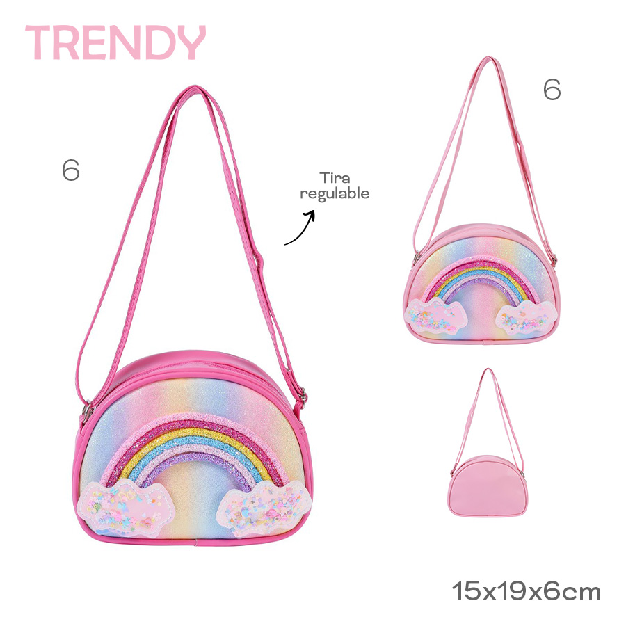 53767 - Carterita Infantil Trendy +INFO+FOTOS Info: Tira regulable Composición: 60PU 40PVC Alto: 15cm Ancho: 19cm Profundidad: 6cm