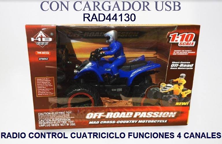 44130 RADIO CONTROL CUATRICICLO 4 C FUNCIONES CARGADOR USB