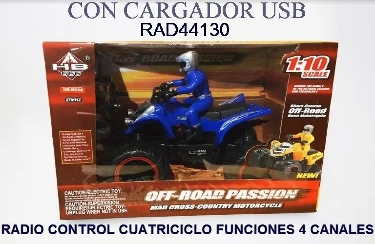 44130 RADIO CONTROL CUATRICICLO 4 C FUNCIONES CARGADOR USB