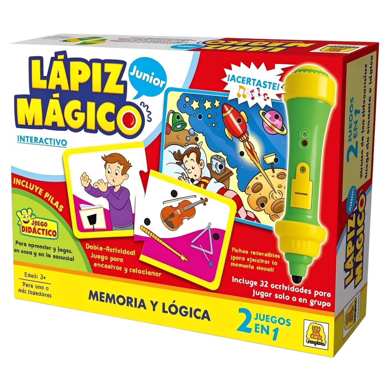 IM169- Lapiz Magico Memoria,LAPIZ INTERACTIVO, Edad: a partir de 3 años Participantes: 1 o mas Medidas de la caja: 27 x 19.5 x 6 cm El lápiz mágico responde con luz y sonido si la respuesta es correcta!.IMPLAS.