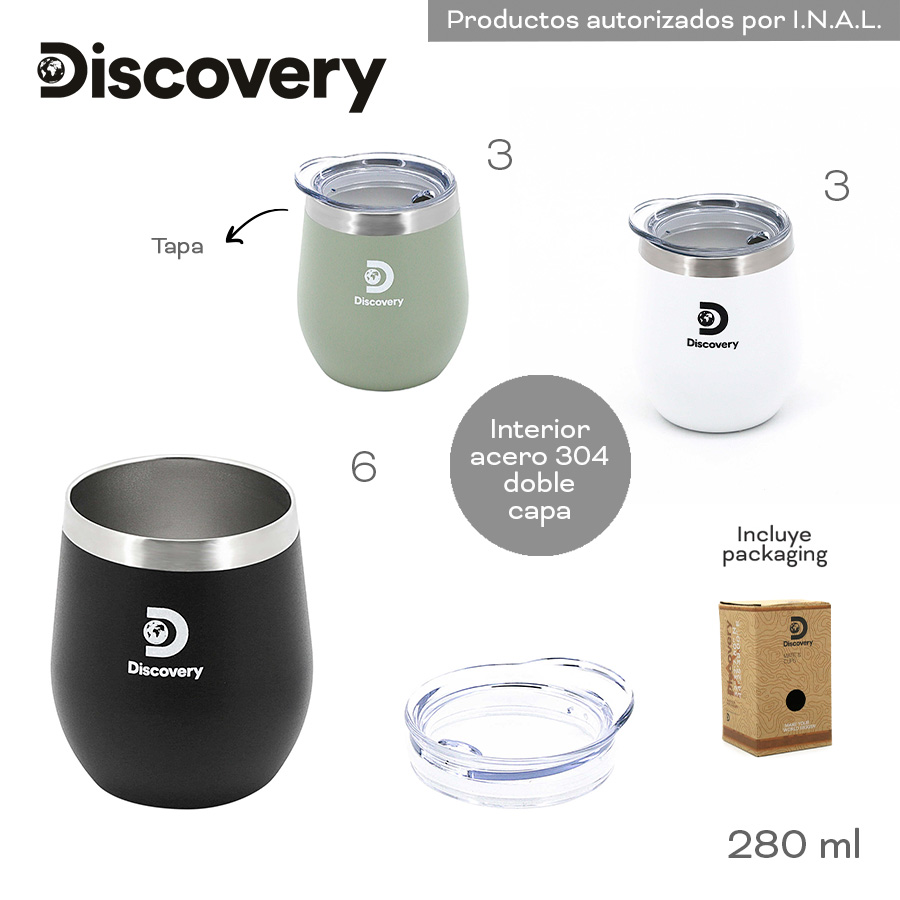 18500 - Mate C/ Tapa Discovery, 280ML PACKAGING  DESCRIPCION EN +FOTOS